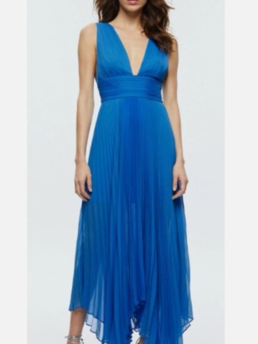 ALICE + OLIVIA Adrianna Pleated Blue Maxi Dress Sizes 8 - Excellent